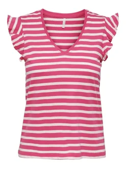 ONLMAY LIFE S/S FRILL V-NECK TOP BO