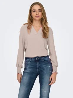ONLMETTE V-NECK LS SMOCK TOP NOOS W