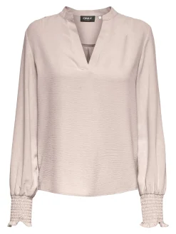 ONLMETTE V-NECK LS SMOCK TOP NOOS W