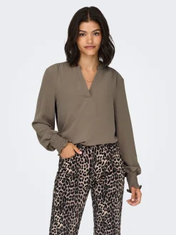 ONLMETTE V-NECK LS SMOCK TOP NOOS W