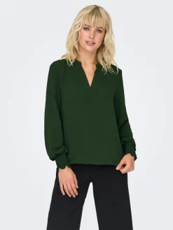 ONLMETTE V-NECK LS SMOCK TOP NOOS W