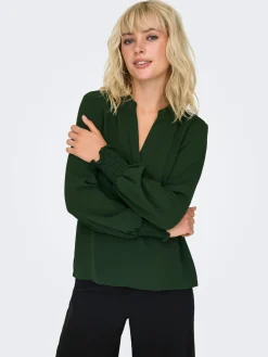 ONLMETTE V-NECK LS SMOCK TOP NOOS W