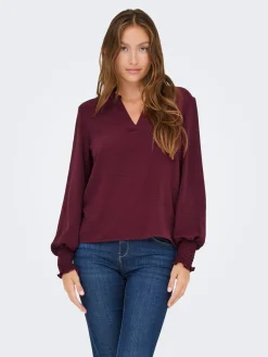 ONLMETTE V-NECK LS SMOCK TOP NOOS W
