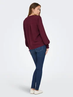 ONLMETTE V-NECK LS SMOCK TOP NOOS W