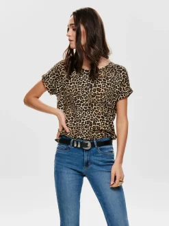 ONLMOSTER AOP S/S TOP NOOS JRS - Black/LEO AOP