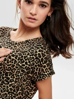 ONLMOSTER AOP S/S TOP NOOS JRS - Black/LEO AOP