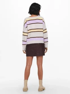 ONLMUSSA LIFE L/S PULLOVER CC KNT - Pumice Stone/W