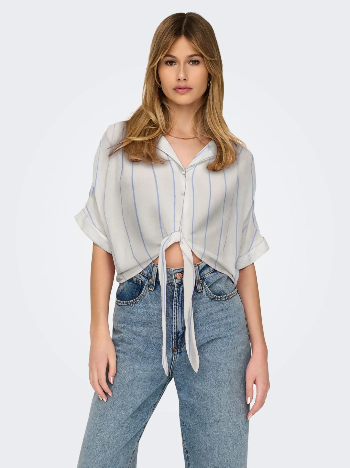 ONLPAULA LIFE S/S TIE SHIRT WVN NOO