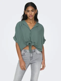 ONLPAULA LIFE S/S TIE SHIRT WVN NOO