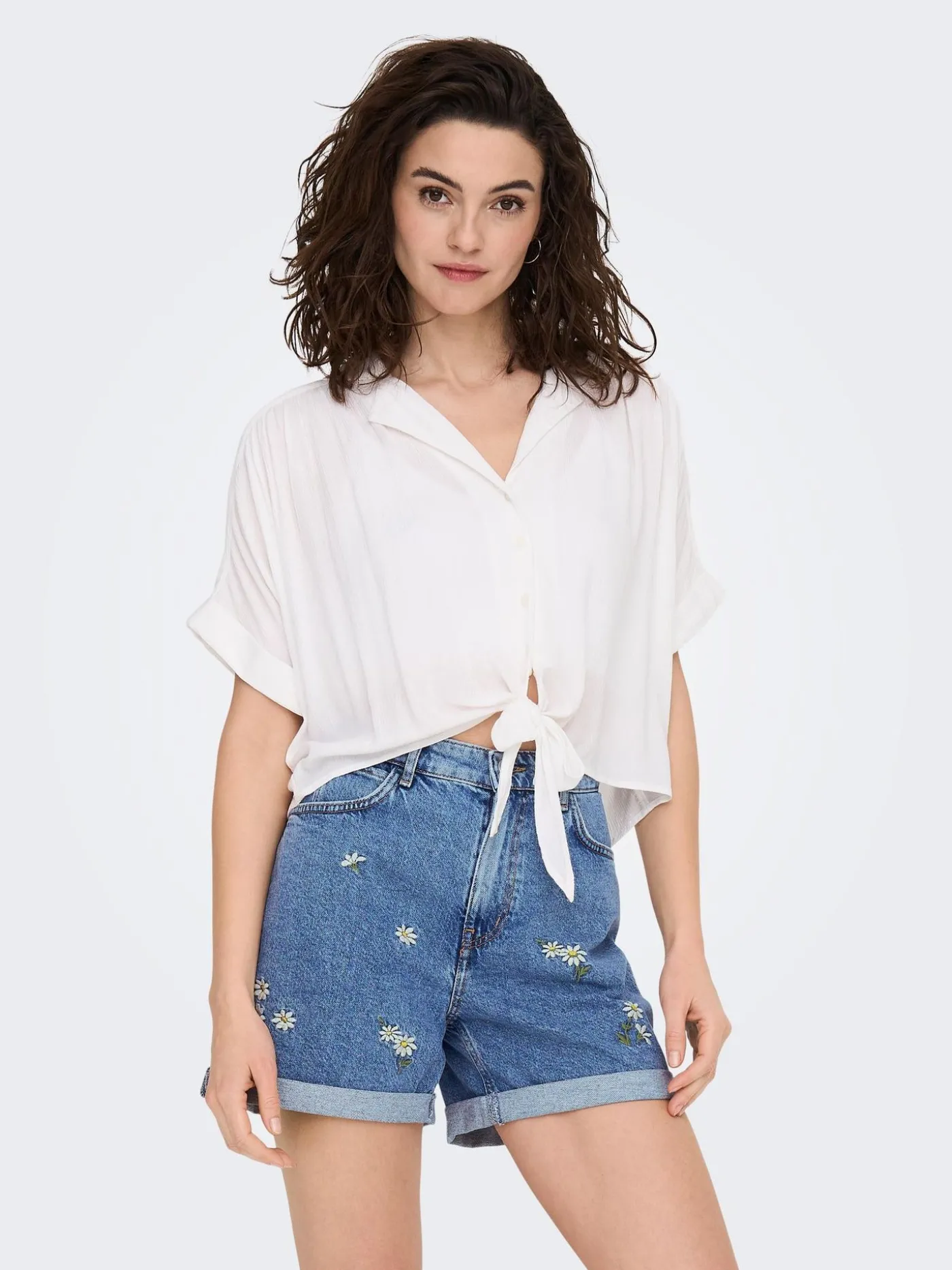 ONLPAULA LIFE S/S TIE SHIRT WVN NOO