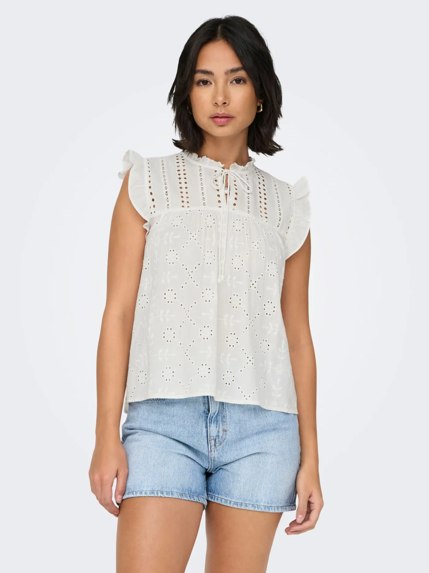 ONLREVA LIFE S/L EMB TOP WVN NOOS