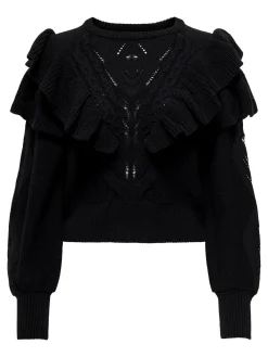 ONLRILLO LS RUFFLE ONECK CC KNT