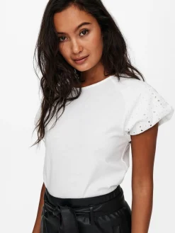 ONLRIZZA LIFE S/S MIX TOP JRS - Cloud Dancer