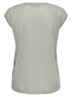ONLSILVERY S/S V NECK LUREX TOP JRS