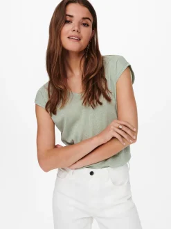 ONLSILVERY S/S V NECK LUREX TOP JRS
