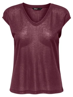 ONLSILVERY S/S V NECK LUREX TOP JRS