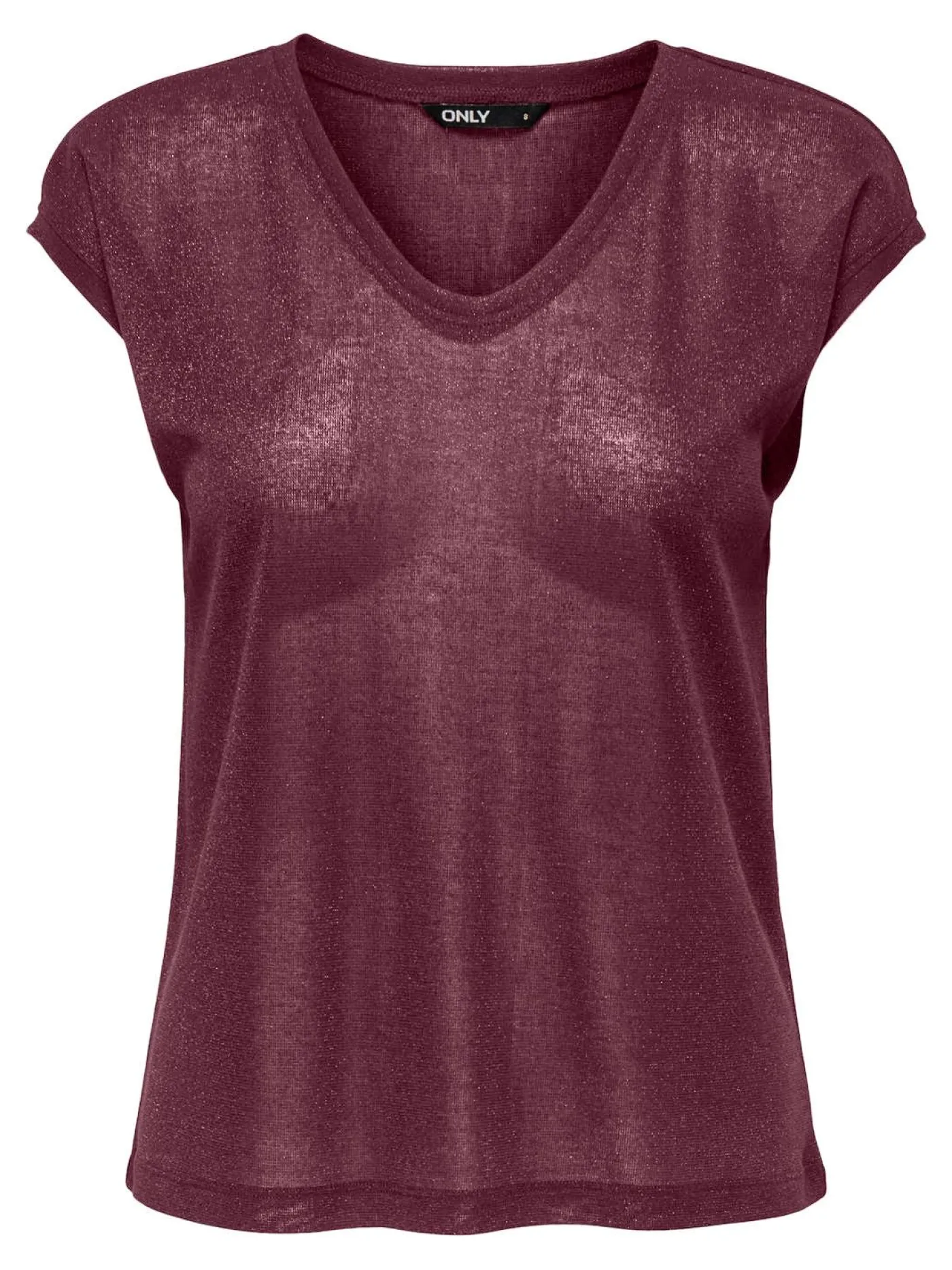 ONLSILVERY S/S V NECK LUREX TOP JRS