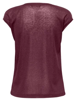 ONLSILVERY S/S V NECK LUREX TOP JRS