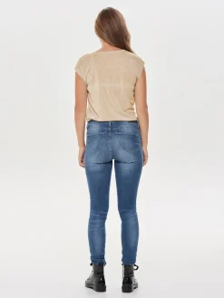 ONLSILVERY S/S V NECK LUREX TOP JRS - Gold Colour