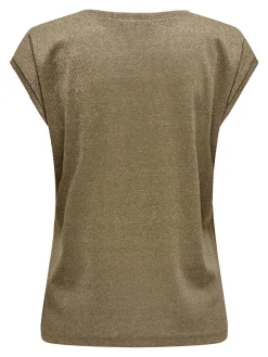 ONLSILVERY S/S V NECK LUREX TOP JRS