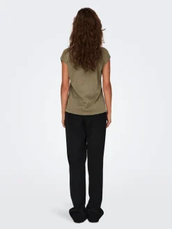 ONLSILVERY S/S V NECK LUREX TOP JRS