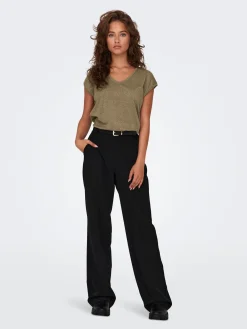 ONLSILVERY S/S V NECK LUREX TOP JRS