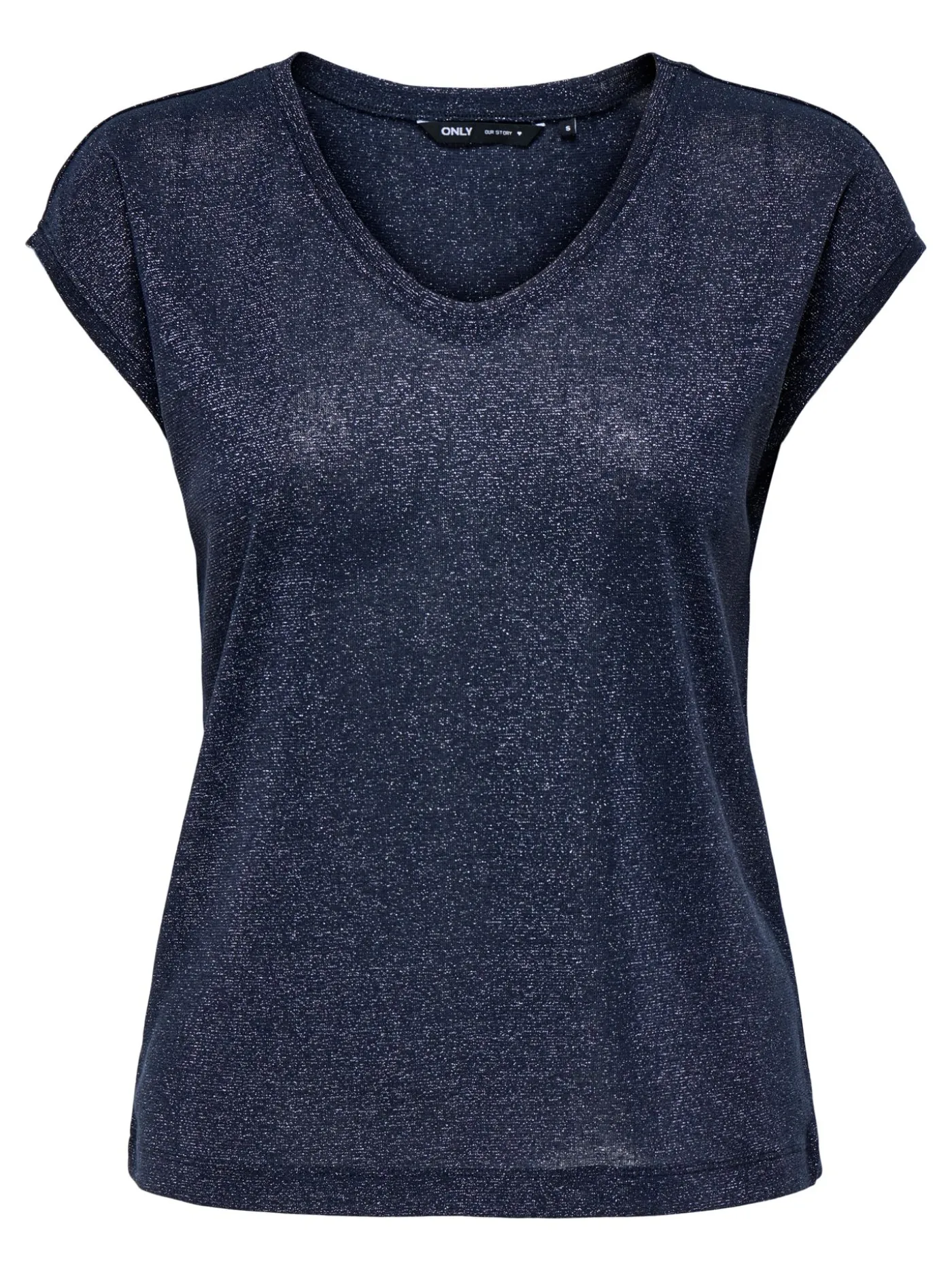 ONLSILVERY S/S V NECK LUREX TOP JRS