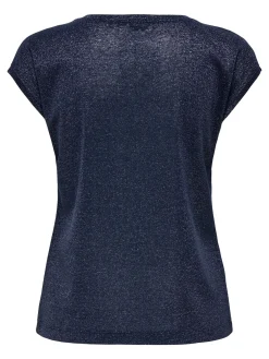 ONLSILVERY S/S V NECK LUREX TOP JRS