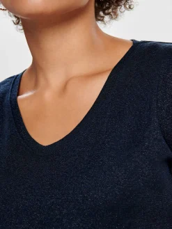 ONLSILVERY S/S V NECK LUREX TOP JRS