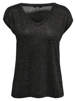 ONLSILVERY S/S V NECK LUREX TOP JRS