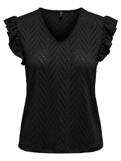 ONLSMILLA S/L V-NECK FRILL TOP JRS