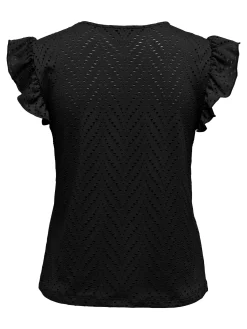 ONLSMILLA S/L V-NECK FRILL TOP JRS