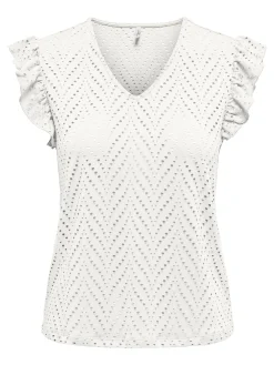 ONLSMILLA S/L V-NECK FRILL TOP JRS