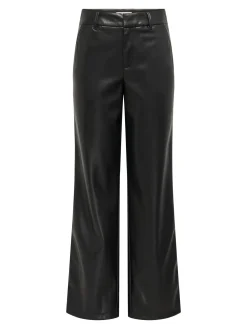 ONLSMOOTH MW WIDE FAUX LEA PANT CC