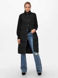 ONLSTACY QUILTED LONG WAISTCOAT OTW - Black