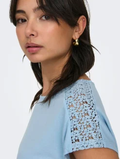 ONLTHEA LIFE S/S LACE MIX TOP JRS