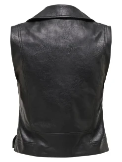 ONLVERA FAUX LEATHER WAISTCOAT OTW - Black