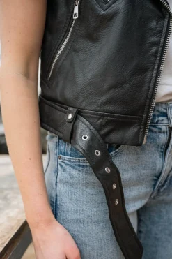 ONLVERA FAUX LEATHER WAISTCOAT OTW - Black