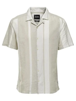 ONSCAIDEN SS STRIPE LINEN RESORT SH