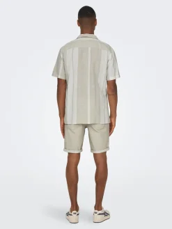 ONSCAIDEN SS STRIPE LINEN RESORT SH