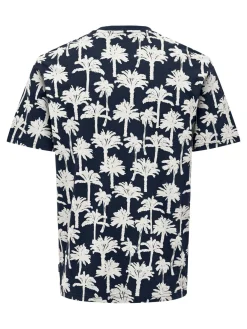 ONSKYLEN REG LINEN PALM AOP SS TEE