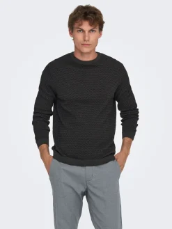 ONSTAPA REG 12 STRUC LS CREW KNIT N