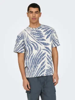 ONSZEKE LIFE REG WASHED SS AOP TEE