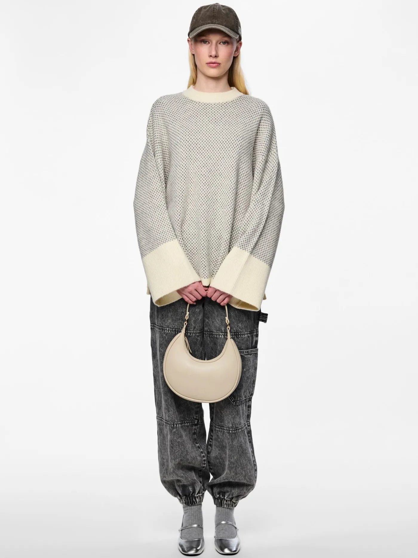 PCNORDIC LS LOOSE O-NECK KNIT