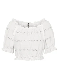PCTAYLEE SS CROPPED TOP BC - Bright White