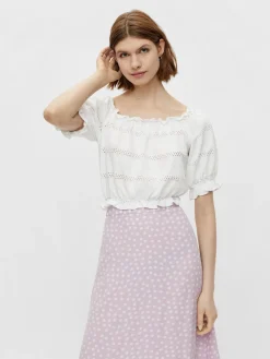 PCTAYLEE SS CROPPED TOP BC - Bright White