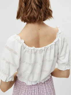 PCTAYLEE SS CROPPED TOP BC - Bright White