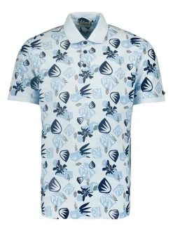 Polo Pique Allover Printed Garment Dyed Stretch