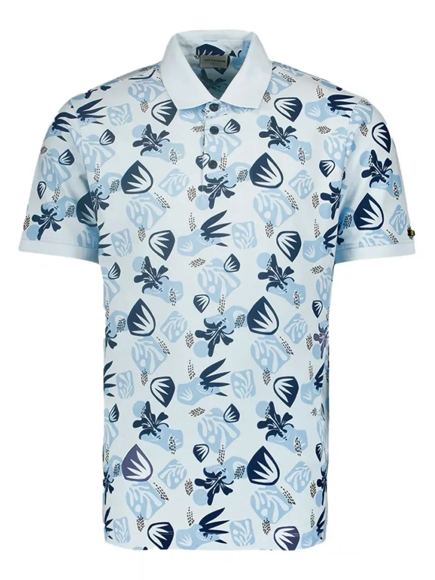 Polo Pique Allover Printed Garment Dyed Stretch