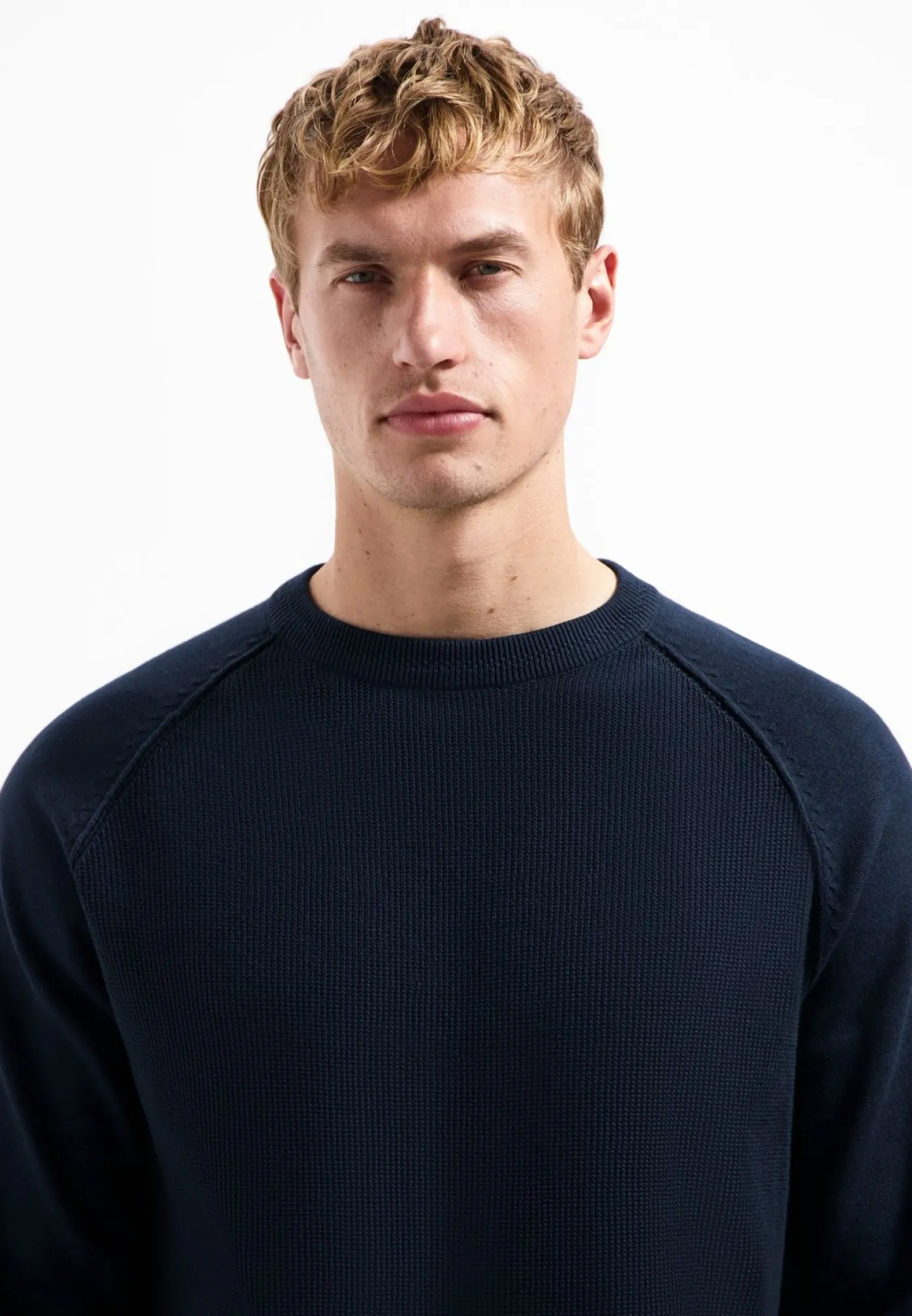 Pullover Crewneck Solid Waffle Knit